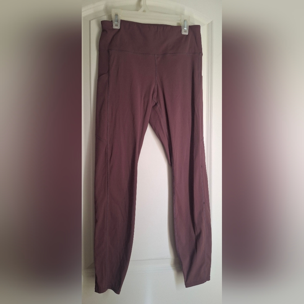 Vuori Stride Leggings‎ Womens S Purple Brown High Rise Chestnut Pockets Gym 21
